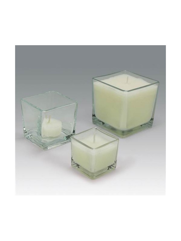GLASS CANDLE HOLDER cube medium