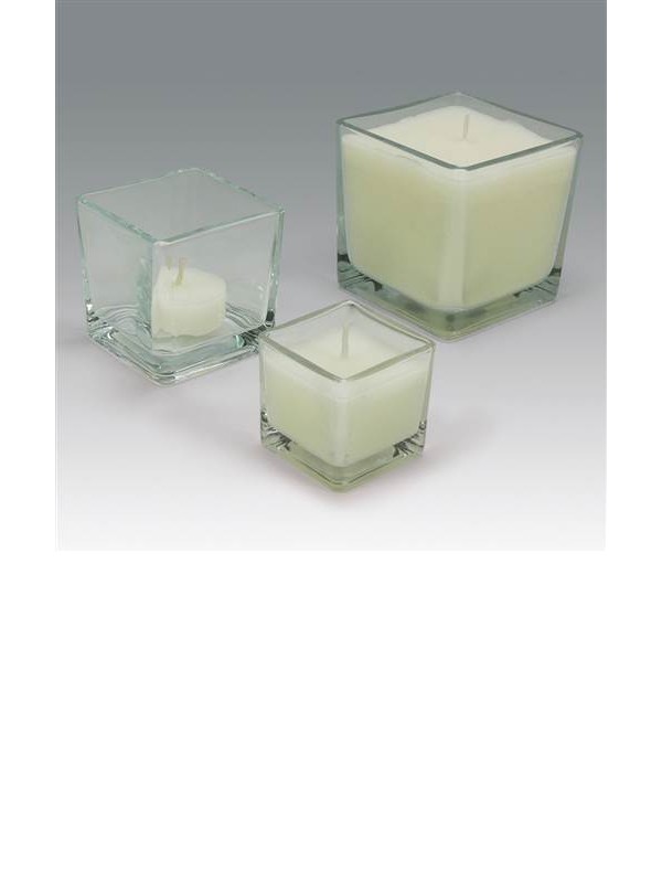 GLASS CANDLE HOLDER cube small