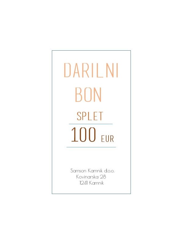 DARILNI BON za nakup na spletu    100 eur