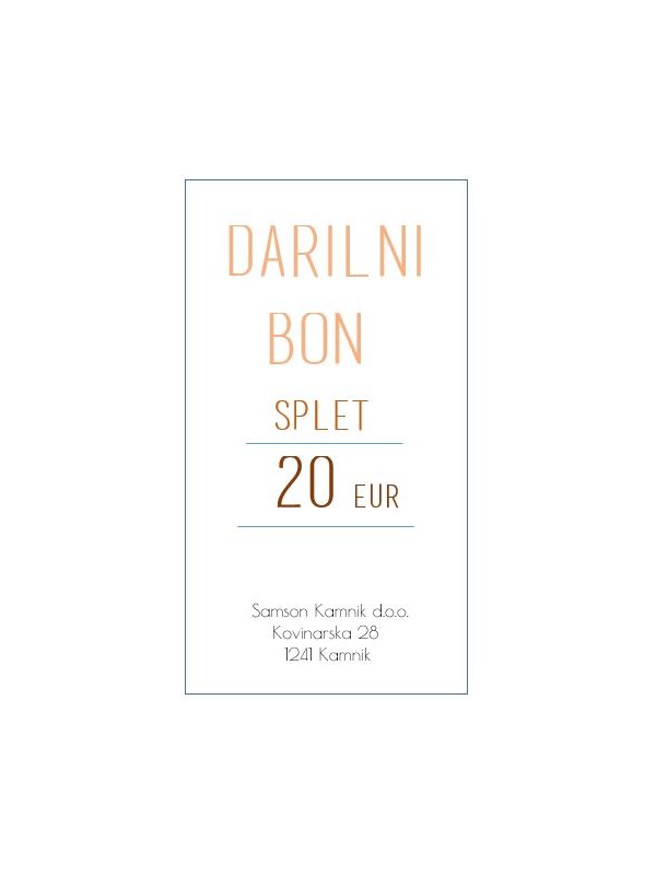 DARILNI BON za nakup na spletu    20 eur